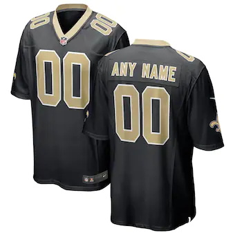 mens nike black new orleans saints custom game jersey